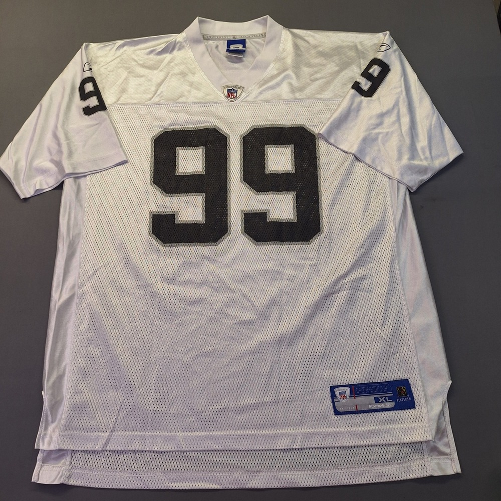 Reebok NFL Oakland Raiders Warren Sapp 99 Jersey Mens XL White Mesh 7009A 04